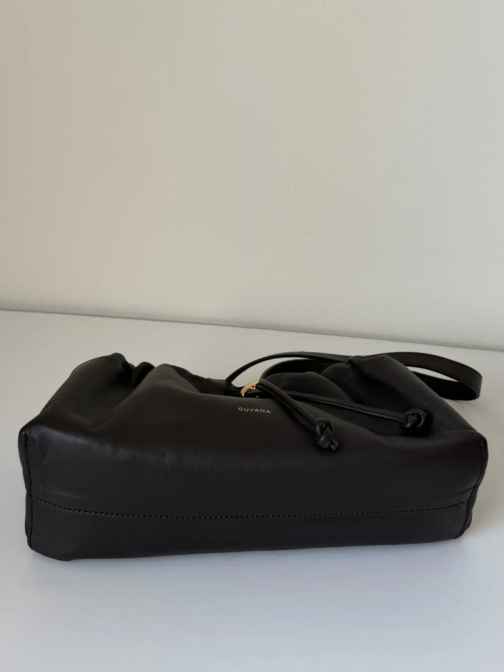 Cuyana Drawstring Brown Leather Bag - mini dia bag - Picture 4 of 15